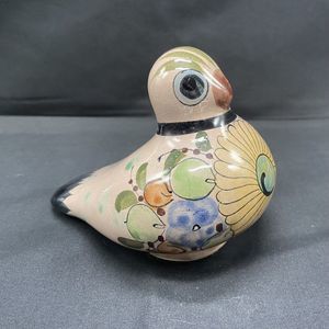 Tonala Pottery Bird Hand Painted Floral Folk Art Signed Mexican Ceramic Dove 6"